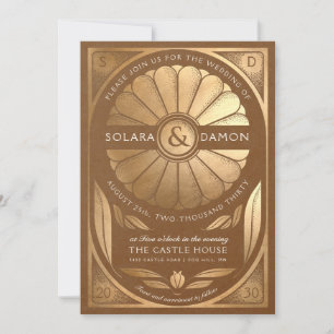 SOLARA III - Floral Faux Gold Faire-part de mariag