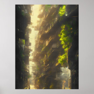 Solarpunk Dawn Poster