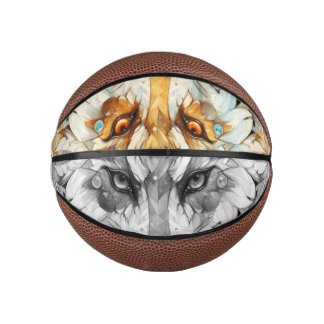 Solarpunk Rode en witte wolf Basketbal