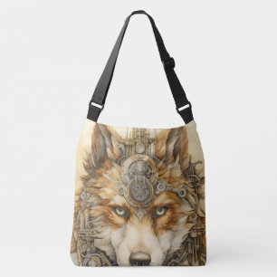 Solarpunk Rode Wolf Steampunk inspiratie Crossbody Tas