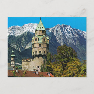 Solbad Hall, Tyrol, Oostenrijk, Castle en bergen Briefkaart