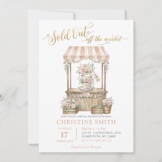 Sold Out flower Farmer Market Bridal Shower Kaart (Voorkant)