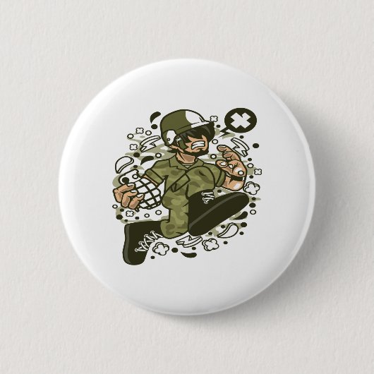 Soldaat aan het werk ronde button 5,7 cm (Voorkant)