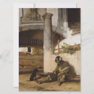 Soldaat bewaakt een poort met zijn hond kaart