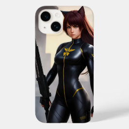 Soldaat catgirl: groot en sterk Case-Mate iPhone 14 hoesje