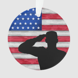 Soldaat en Amerikaanse vlag - appreciatie Ornament