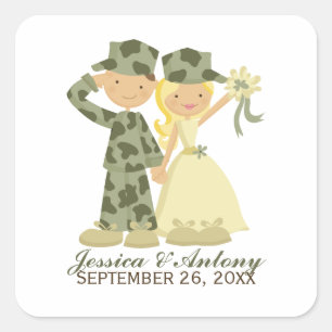 Soldaat en bride Wedding Stickers