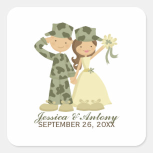 Soldaat en bride Wedding Stickers