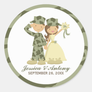 Soldaat en bride Wedding Stickers