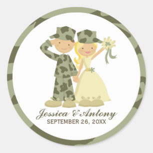 Soldaat en bride Wedding Stickers