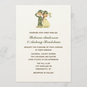 Soldaat en bruid bruiloft uitnodigingen