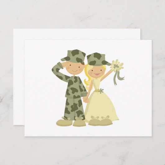 Soldaat en bruid Huwelijksreactie Kaarten (Voorkant / Achterkant)