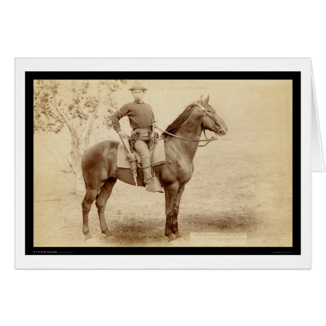 Soldaat en paard in Camp Cheyenne SD 1890 (Voorkant Horizontaal)