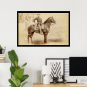 Soldaat en paard in Camp Cheyenne SD 1890 Poster (Thuiskantoor)