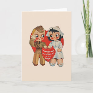 soldaat en verpleegkundige Valentijn Wenskaart Feestdagen Kaart