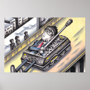 Soldaat gaat naar de oorlog. poster