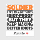 Soldaat Ik probeer dingen grappig te maken, zeggen Sticker (Vel)