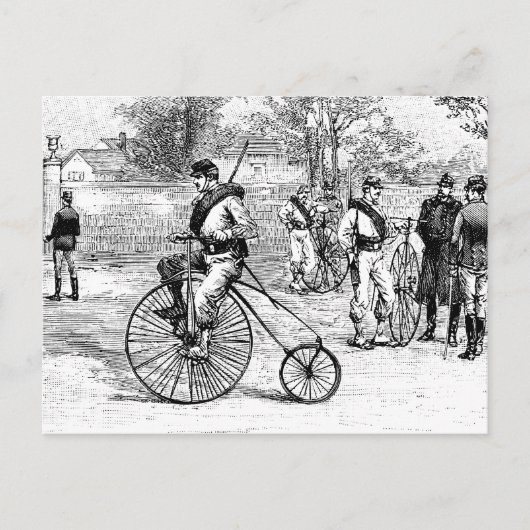 Soldaat op de fiets Penny Farthing Briefkaart (Voorkant)