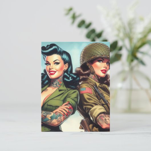 soldaat pin-ups briefkaart (Staand voorkant)