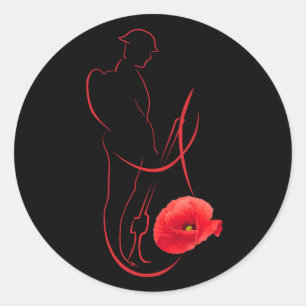 Soldaat Red Poppy Militaire Memorial Veterans Dag Ronde Sticker