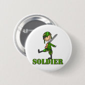 Soldaat Stick Figuur Ronde Button 5,7 Cm (Voorkant /achterkant)
