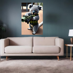 soldaat van Antropomorphic Koala AI Art. Poster