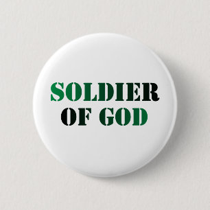 Soldaat van God vert & noir Ronde Button 5,7 Cm
