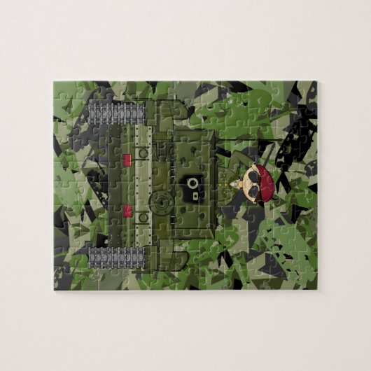 Soldaat van het Britse leger in Tank Jigzaag Puzzl Legpuzzel (Horizontaal)
