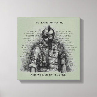 Soldaat Warrior - Eath past achtergrondkleur aan Canvas Afdruk