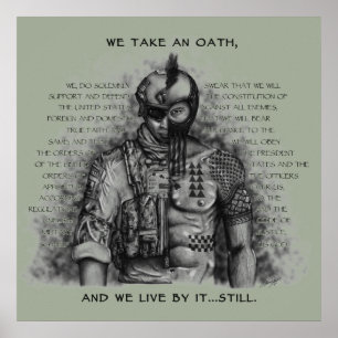 Soldaat Warrior - Eath past achtergrondkleur aan Poster