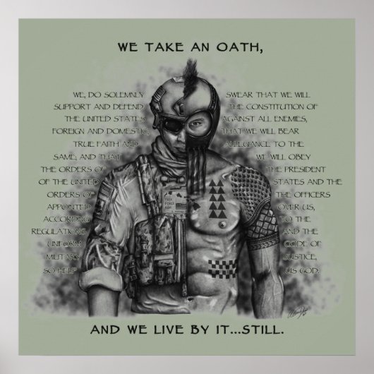 Soldaat Warrior - Eath past achtergrondkleur aan Poster (Voorkant)