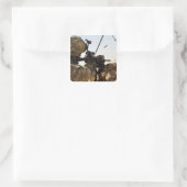 soldaat zet vijandelijke troepen in vierkante sticker (Tas)