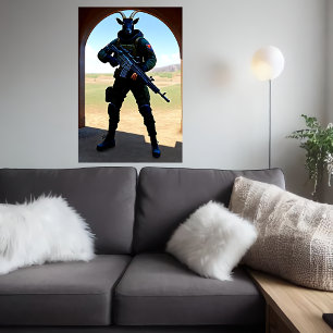 Soldat anthropomorphe AI Art Poster