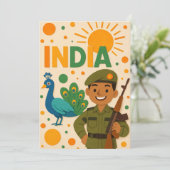 Soldat indien avec carte Peacock (Debout devant)