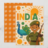 Soldat indien avec carte Peacock (Devant / Derrière)
