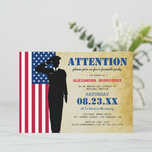 Soldat rustique en train de partir Faire-part de f (Debout devant)