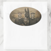 Soldaten Donkey en gasmaskers Ovale Sticker (Tas)