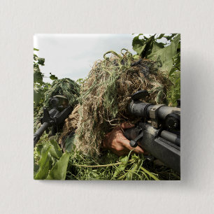 Soldaten gekleed in ghillie pakken vierkante button 5,1 cm