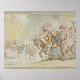 Soldaten op een maart, 1805 (pen, inkt en watercol poster