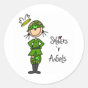 Soldaten zijn engelen ronde sticker
