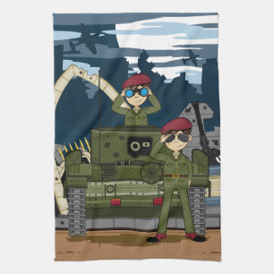 Soldats d'armée britannique et serviette de scèn