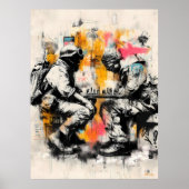 Soldats jouant aux échecs - affiche d'art de la ru (Devant)
