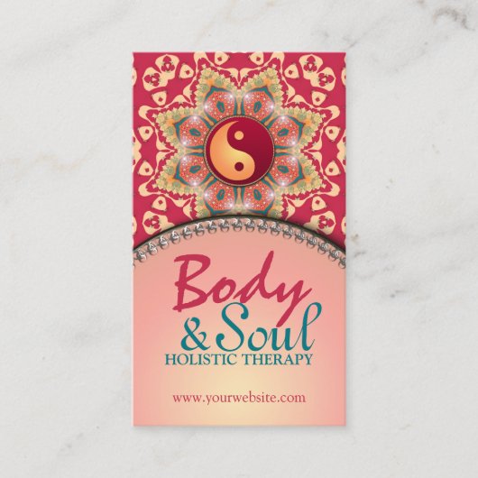 Solde Yoga Fleur Bohème Yin Yang Carte de visite (Devant)