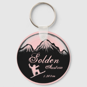 Solden Austria Roze sleutelhanger voor snowboardku