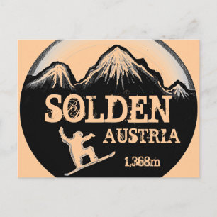 Solden Autriche pêche snowboard art carte postale