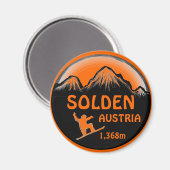 Solden Oostenrijk oranje snowboard kunstmagneet Magneet (Voorkant / Achterkant)