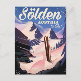 Sölden Oostenrijk vintage skiposter Briefkaart