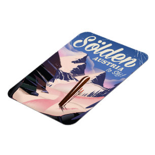 Sölden Oostenrijk vintage skiposter Magneet