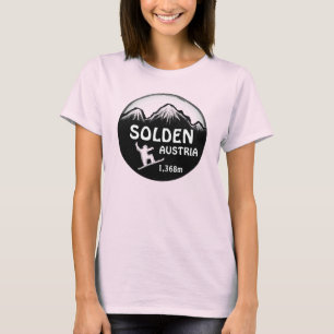 Solden Oostenrijk zwarte snowboard kunst dames t-s T-shirt