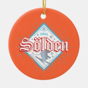 Solden Tirol Retro Skier Ski Holiday Keramisch Ornament